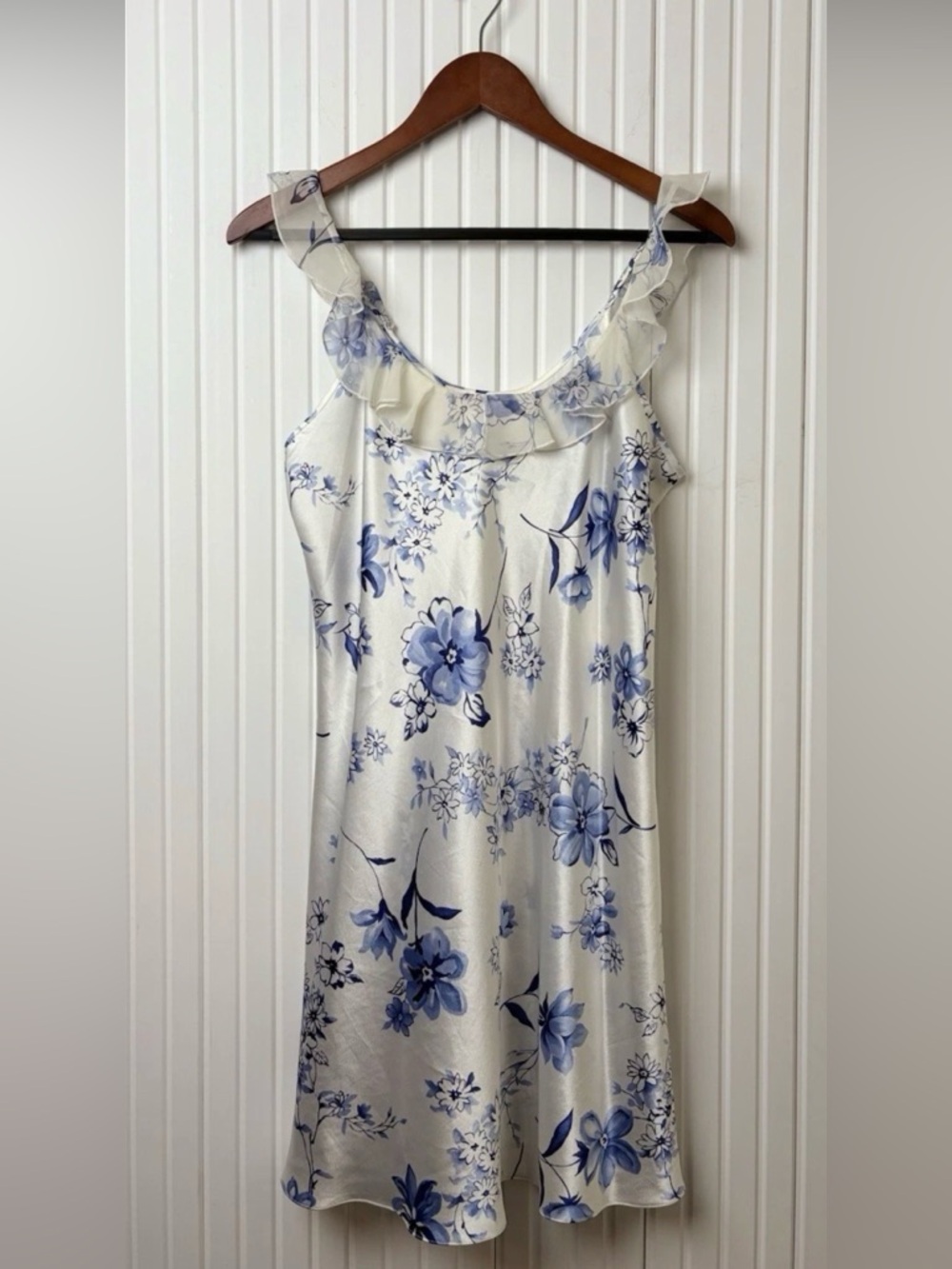 Oscar De La Renta Pink Label Satin Floral Slip Dress M Coquette Feminine Dainty